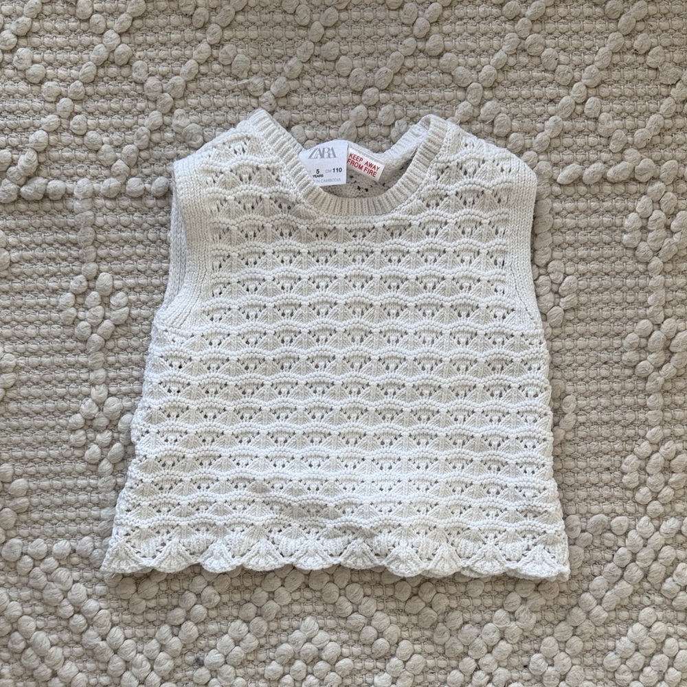 Zara Kids Ivory Crochet Tank Top